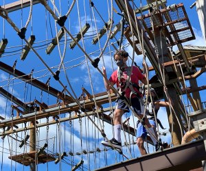 Harness in for some fun at Bayville Adventure Park's Treetop Adventure.  Photo by the author