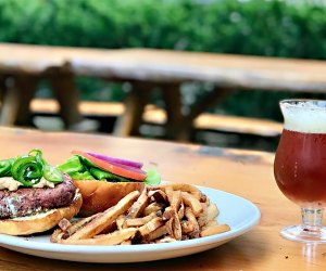 A burger fries and beer at Birdsall house