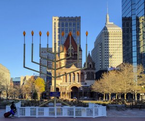 Head to Boston in 2024 for holiday festivals and seasonal displays! The menorah in Copley Square. Photo by Leslee/Flickr 2.0