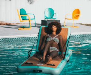 BOTE lounge chair is perfect for pool days or dive-in nights, plus pull it out of the pool to relax your back for backyard movie nights.