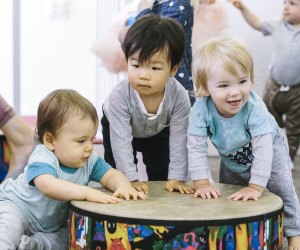 Little music makers learn and play together and with their grown-ups. Photo courtesy of Ladybug Music