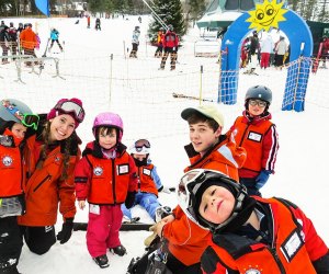 Photo of children in a ski lesson at New England ski resort.