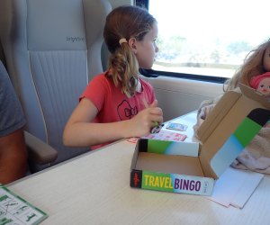 Kids on board the Brightline Train from West Palm Beach to Miami