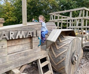 Hop on the wooden tractor at Hellerick's Farm. Photo by Rose Gordon Sala