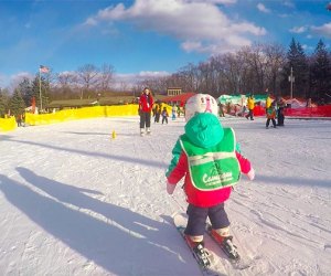 Child skiing at Campgaw, a ski mountain in New Jersey