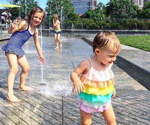 Photo of kids at splash pad on Rose Kennedy Greenway in Boston