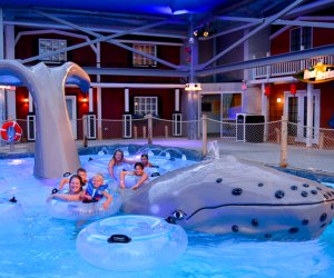 Photo of family playing at indoor waterpark in New England.