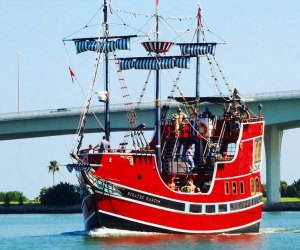 people take a pirate boat ride 