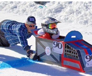 The Cardboard Sled Race is an annual tradition at Powder Ridge. Photo courtesy of Powder Ridge Park