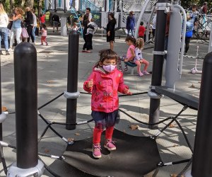 Kids can jump all their wiggles out on two trampolines at Charybdis Playground.