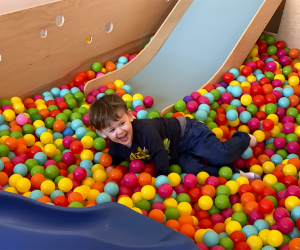 Jump, swim, and slide in the giant ball pit at The Children's Social Club. Photo by the author