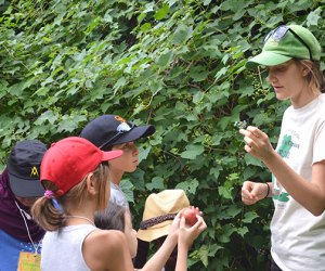 Garden educator teaches children about plants at the Queens Botanical Garden
