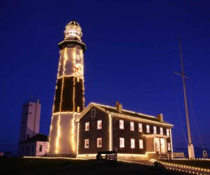 Take in the lights of the lighthouse during the Christmas season at Montauk Point Lighthouse. Photo courtesy of  the lighthouse