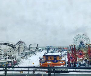 Coney Island covred in snow is a sight to behold