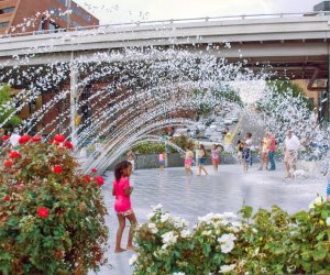 Georgetown Waterfront Park's fountain is the perfect place to cool off on a hot day. Photo by Ron Cogswell via Flickr  2.0