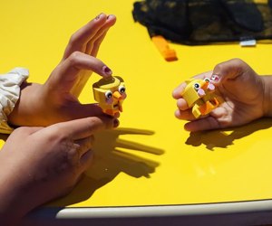 Kids building Legos at Legoland Discovery Center American Dream Mall