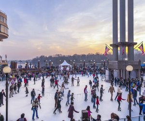 Take a glide on DC's largest outdoor ice rink. Photo courtesy of  the Washington Harbour Ice Rink 