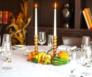 Image of table with autumn decoration - Restaurants open on Thanksgiving in CT