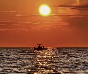 Photo of sunset on the ocean off Cape Cod.