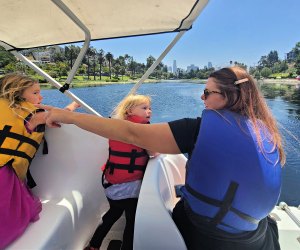 Families Can Paddle with the Swans at Echo Park Lake Take a paddle around the lake on one of the swan boats at Echo Park Lake.