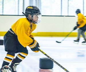 Kids hockey classes are a New England classic! Photo courtesy of the Warrior Ice Arena