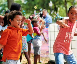 Let’s Rock Recess, a free family dance party every Sunday from 2-7pm with prizes, a DJ, face painting and games in the beer garden for Fairmount Park Conservancy. Photo by  Albert Yee
