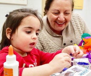 Family Sundays at the Nassau County Museum allows children and the adults in their lives to take time to reconnect while talking about and making art together. Photo courtesy of the museum