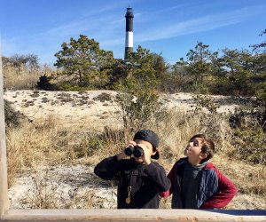 Two kids at the Fire Island Lighthouse