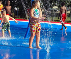 Photo of kids playing at Greater Boston splash pad in Somerville
