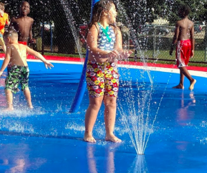 Photo of kids playing at Boston splash pad.