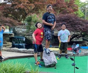 Kids get a kick out of the obstacles at Gaithersburg Mini Golf. Photo courtesy Gaithersburg Mini Golf.