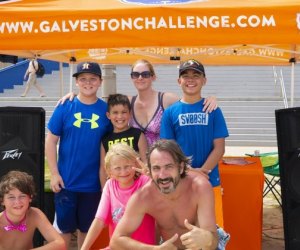 Families can work together to tackle a variety of obstacles and activities during the the Galveston Beach Challenge. Photo courtesy of Galveston Convention & Visitors Bureau.