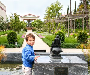 Tge Getty Villa gardens with kids