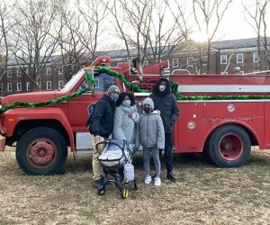 Old Fire Truck Family Photo op Ice Skate in New York Harbor at Governors Island's New Winter Village