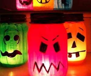 Paint some recycled jars and you have an adorably spooky new light!