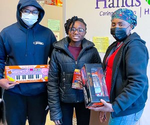 Image of high school student donating toys in Connecticut