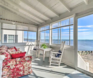 Hawk's Nest cozy cottage in Connecticut includes a private beachfront. Photo courtesy of Airbnb