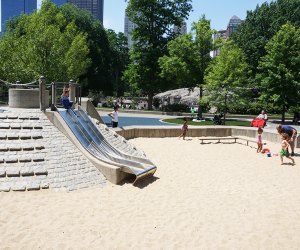 Sanbox and slide at Heckscher Playground in Central Park