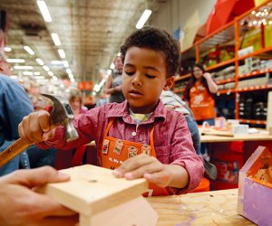 Home Depot hosts free Kid Workshops on the first Saturday of every month.
