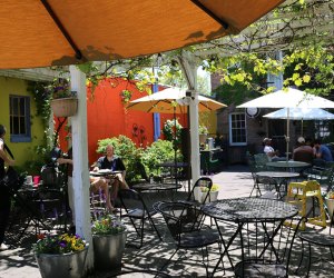 The backyard of Homespun Foods is a beautiful spot to enjoy a meal things to do in Beacon with kids