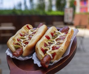 Hot Dogs eating outside Things to Do With Kids in Industry City, Brooklyn