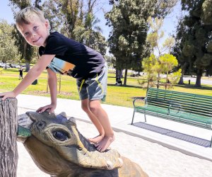 You can climb on dinosaurs in the recreation park, Long Beach's newest playground!