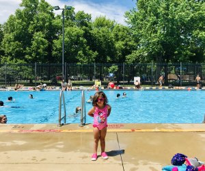 One of Chicago's littlest swimmers poses at Holstein Park Pool.