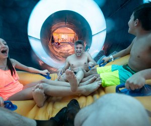 The Kalahari Resort in the Poconos offers big-time thrills in its huge indoor water park. 