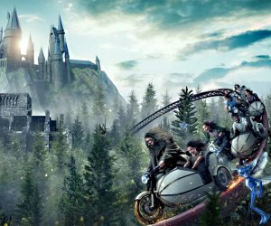 Visitors to the new Hagrid's Magical Creatures Motorbike Adventure will be able to fly beyond the grounds of Hogwarts Castle at Universals Harry Potter World. Courtesy Universal Orlando Resort