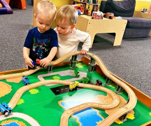 There are toys quieter play after kids get their energy out on the play structures at Jam Time.