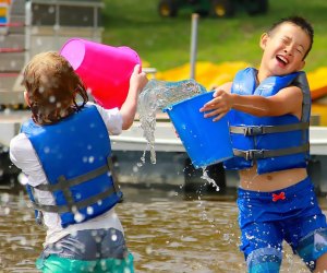 Jeff Lake Day Camp in Sussex County is set on a 50-acre lake where activities include water trampolines, canoeing, and stand-up paddleboarding. 