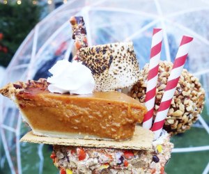 Yes, that's marshmallows on pie on ice cream on a shake at JoJo's, all served in an igloo.