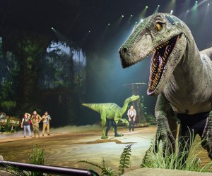 Don't be fooled by those tiny arms--the dinosaurs at Jurassic World Live Tour are terrifying! Photo courtesy Feld Entertainment