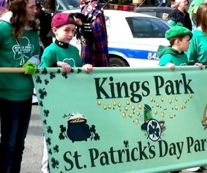 Kids, floats, animals, and, yes, leprechauns are part of the St. Patrick's Day parade in Kings Park. Photo courtesy of Kings Park St. Patrick's Day Parade
